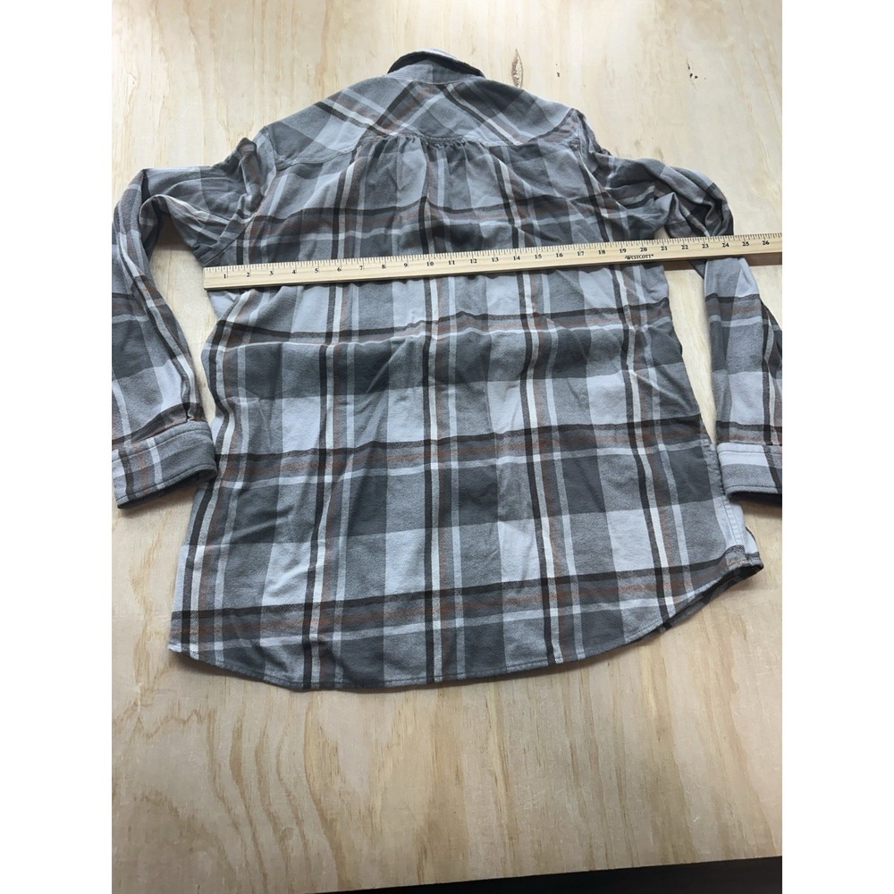 Lands' End M (10-12) Flannel Grey Button Up Women's Super Soft Long Sleeve Warm - Picture 7 of 7